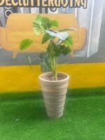 BARELY USED FLOWER WITH VASE (brown plastic) - Image 3