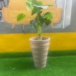 BARELY USED FLOWER WITH VASE (brown plastic)