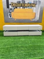 BARELY USED TOP QUALITY WHITE GLOSSY TV CONSOLE WITH LED LIGHT(005) - Image 5