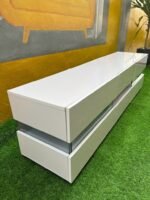 BARELY USED TOP QUALITY WHITE GLOSSY TV CONSOLE WITH LED LIGHT(005) - Image 2