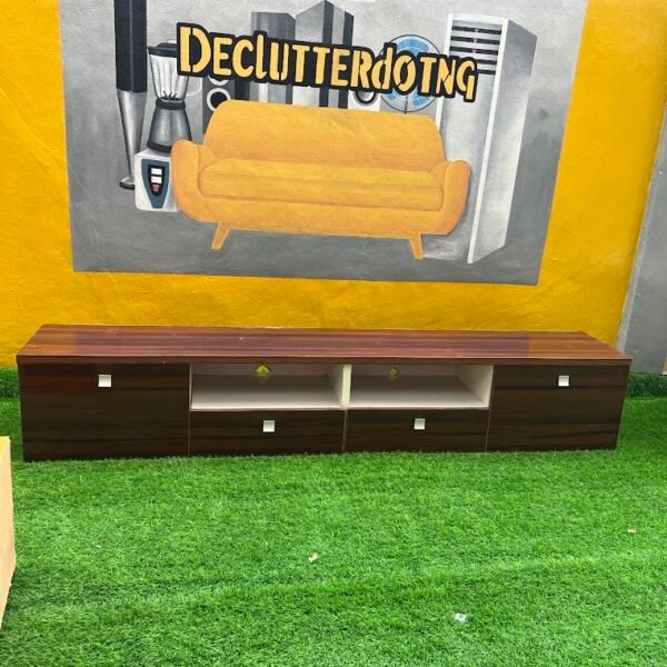 BARELY USED TOP QUALITY GLOSSY BROWN TV CONSOLE WITH DRAWER(011)