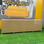 BARELY USED CREAM GLOSSY TV CONSOLE WITH DRAWER(012)