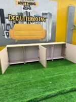 BARELY USED CREAM GLOSSY TV CONSOLE WITH DRAWER(012) - Image 4