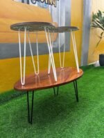 BARELY USED TOP QUALITY WOODEN CENTER TABLE WITH TWO SIDE STOOL(009) - Image 4