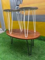 BARELY USED TOP QUALITY WOODEN CENTER TABLE WITH TWO SIDE STOOL(009) - Image 3