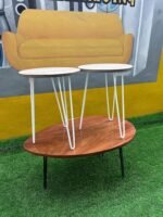 BARELY USED TOP QUALITY WOODEN CENTER TABLE WITH TWO SIDE STOOL(009) - Image 6