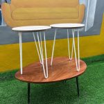 BARELY USED TOP QUALITY WOODEN CENTER TABLE WITH TWO SIDE STOOL(009)