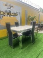 Neatly used 4 seater marble top dinning set - Image 3