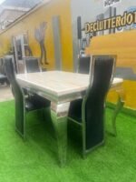 Neatly used 4 seater marble top dinning set - Image 4