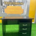 BARELY USED BLACK OFFICE TABLE WITH CHEST DRAWER