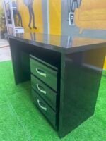 BARELY USED BLACK OFFICE TABLE WITH CHEST DRAWER - Image 2