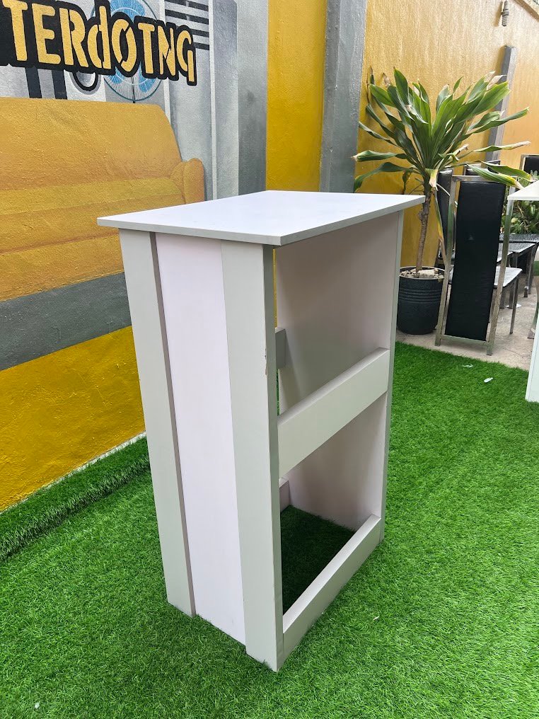 IMG_5304 NEATLY USED WHITE&GREY BAR TABLE - Image 1