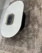 Neatly Used white and black round center table - Image 3