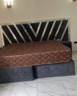 Barely used 6by7 top quality bedframe with mattress and two side stool - Image 3