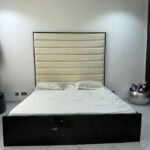 Neatly used 6by7 Cream bedframe with mattress - Image 3