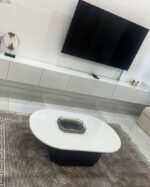 Neatly Used white and black round center table - Image 2
