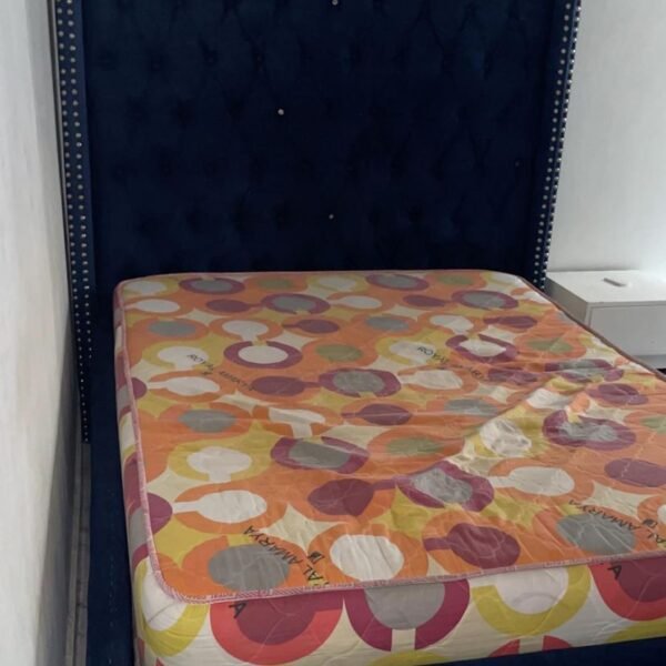 4.5by6 Navy Blue bedframe with mattress