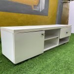Barely Used White Tv Console With Two Drawers - Image 6