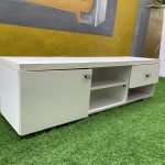 Barely Used White Tv Console With Two Drawers - Image 5