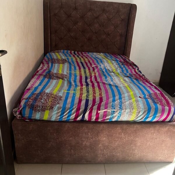 Neatly Used 4.5by6 bedframe with matress(matress slightly tun)