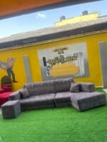 Barely Used Top Quality V Shape Sofa Set With Ottoman - Image 13