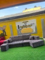 Barely Used Top Quality V Shape Sofa Set With Ottoman - Image 11