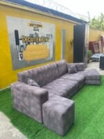 Barely Used Top Quality V Shape Sofa Set With Ottoman - Image 8