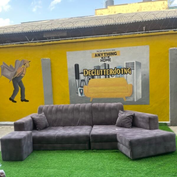 Barely Used Top Quality V Shape Sofa Set With Ottoman
