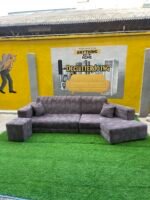 Barely Used Top Quality V Shape Sofa Set With Ottoman - Image 7