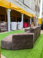 Barely Used Top Quality V Shape Sofa Set With Ottoman - Image 5