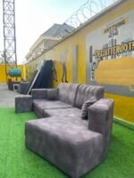 Barely Used Top Quality V Shape Sofa Set With Ottoman - Image 4