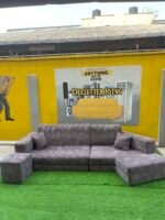 Barely Used Top Quality V Shape Sofa Set With Ottoman - Image 22