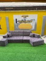 Barely Used Top Quality V Shape Sofa Set With Ottoman - Image 15