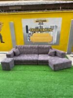 Barely Used Top Quality V Shape Sofa Set With Ottoman - Image 23