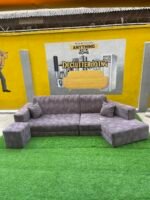 Barely Used Top Quality V Shape Sofa Set With Ottoman - Image 14