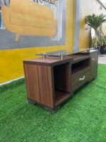 Barely Used Glass Top Tv Console - Image 5