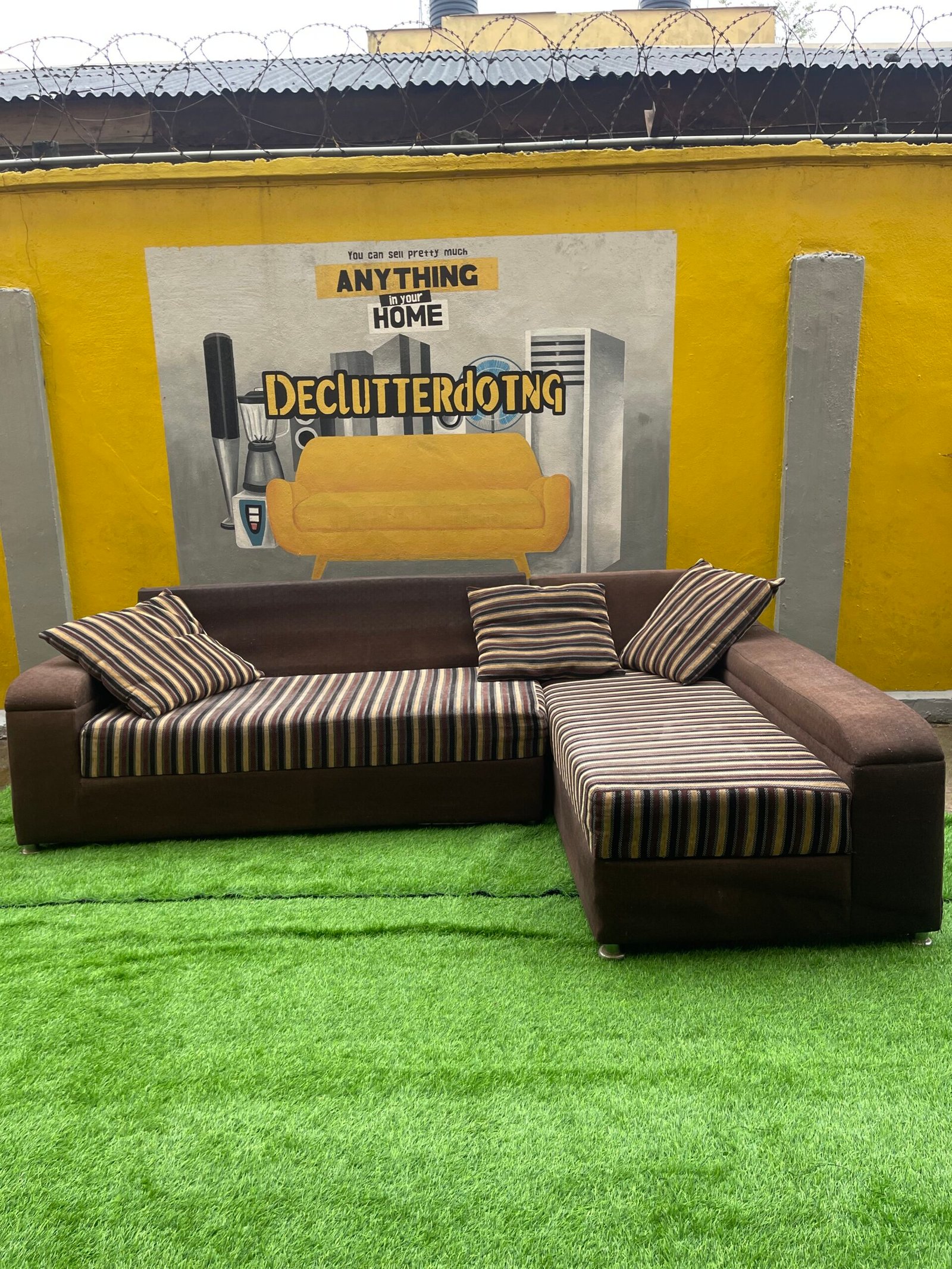 IMG_4817 5 Seater L Shape Sofa ( needs cleaning and adjustment) - Image 1