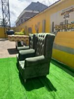 Barely Used Green Modern Accent Chair(Each) - Image 4