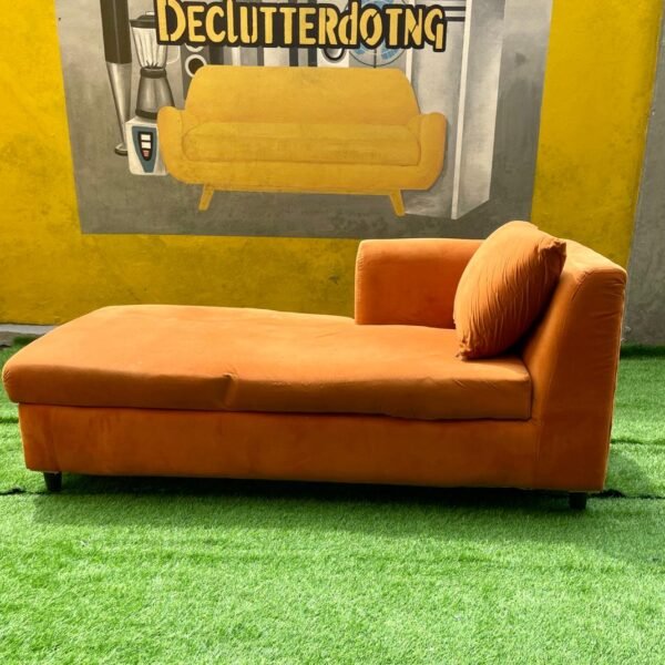 Neatly Used Orange Velvet Lounge Sofa