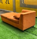 Neatly Used Orange Velvet Lounge Sofa - Image 3