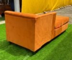 Neatly Used Orange Velvet Lounge Sofa - Image 4