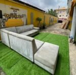 Neatly Used Top Quality 6 Seater L Shaped Sofa Set With Ottoman - Image 5