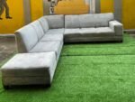Neatly Used Top Quality 6 Seater L Shaped Sofa Set With Ottoman - Image 4