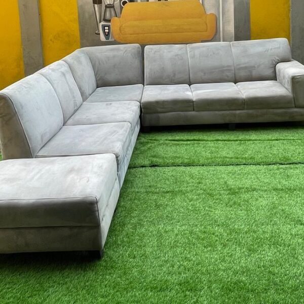 Neatly Used Top Quality 6 Seater L Shaped Sofa Set With Ottoman