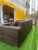 Neatly Used Exclusive Black Leather U Shaped Sofa Set - Image 4