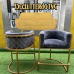 Barely Used Grey And Gold Make Up Chair