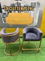 Barely Used Grey And Gold Make Up Chair - Image 3
