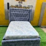Neatly Used 4.5by6 Padded Grey Bedframe With Mattress