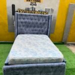 Neatly Used 4.5by6 Padded Grey Bedframe With Mattress
