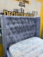 Neatly Used 4.5by6 Padded Grey Bedframe With Mattress - Image 4